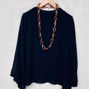 Vintage Marlyn Schiff Chunky Statement Necklace Tortoise Shell Color Chainlink